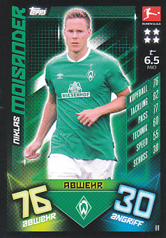 Niklas Moisander Werder Bremen 2019/20 Topps MA Bundesliga #69